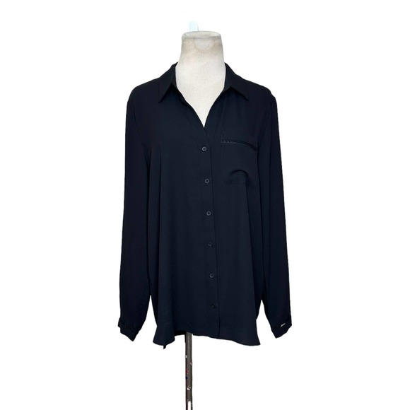 41 Hawthorne black long sleeves button blouse size large - Picture 10 of 13
